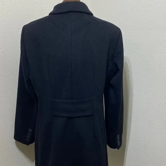 Anne Klein Women's 100% Wool Black Long Coat Size 8 Button Down - Picture 6 of 11